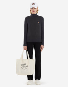 Womens | Fox Head Patch Fitted Turtleneck Pullover | Anthracite Melange