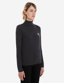 Womens | Fox Head Patch Fitted Turtleneck Pullover | Anthracite Melange