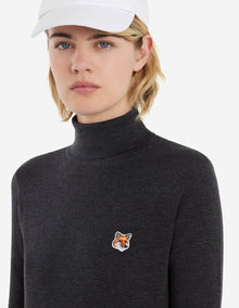Womens | Fox Head Patch Fitted Turtleneck Pullover | Anthracite Melange