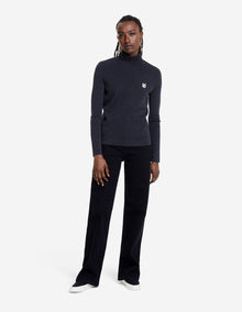 Womens | Fox Head Patch Fitted Turtleneck Pullover | Anthracite Melange