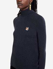 Womens | Fox Head Patch Fitted Turtleneck Pullover | Anthracite Melange