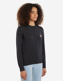 Womens | Fox Head Patch Adjusted R-Neck Cardigan | Anthracite Melange