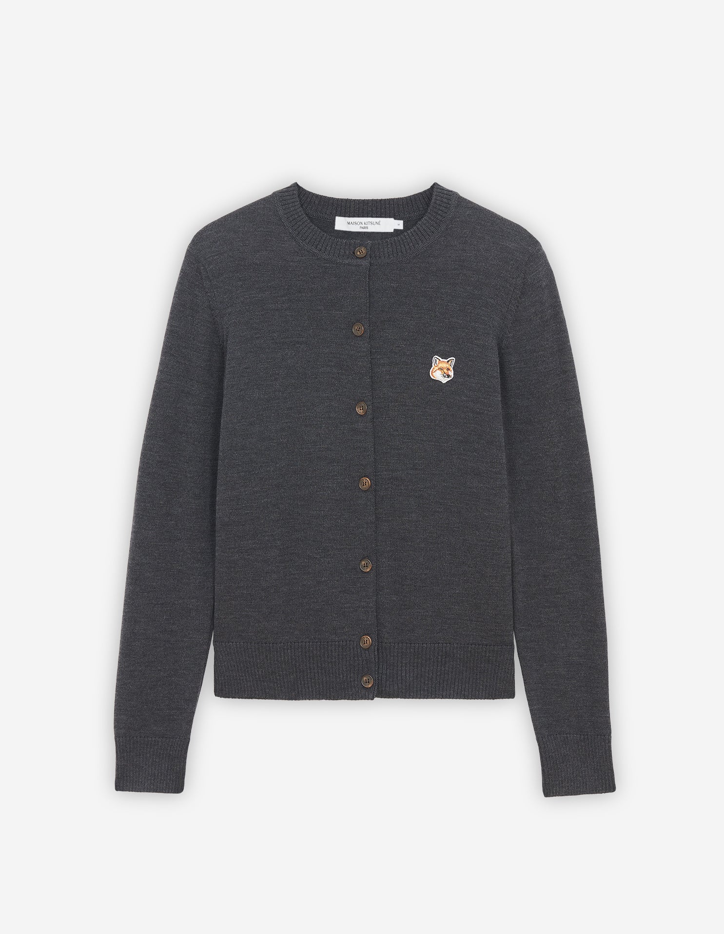 Womens | Fox Head Patch Adjusted R-Neck Cardigan | Anthracite Melange
