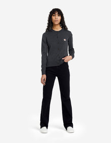 Womens | Fox Head Patch Adjusted R-Neck Cardigan | Anthracite Melange