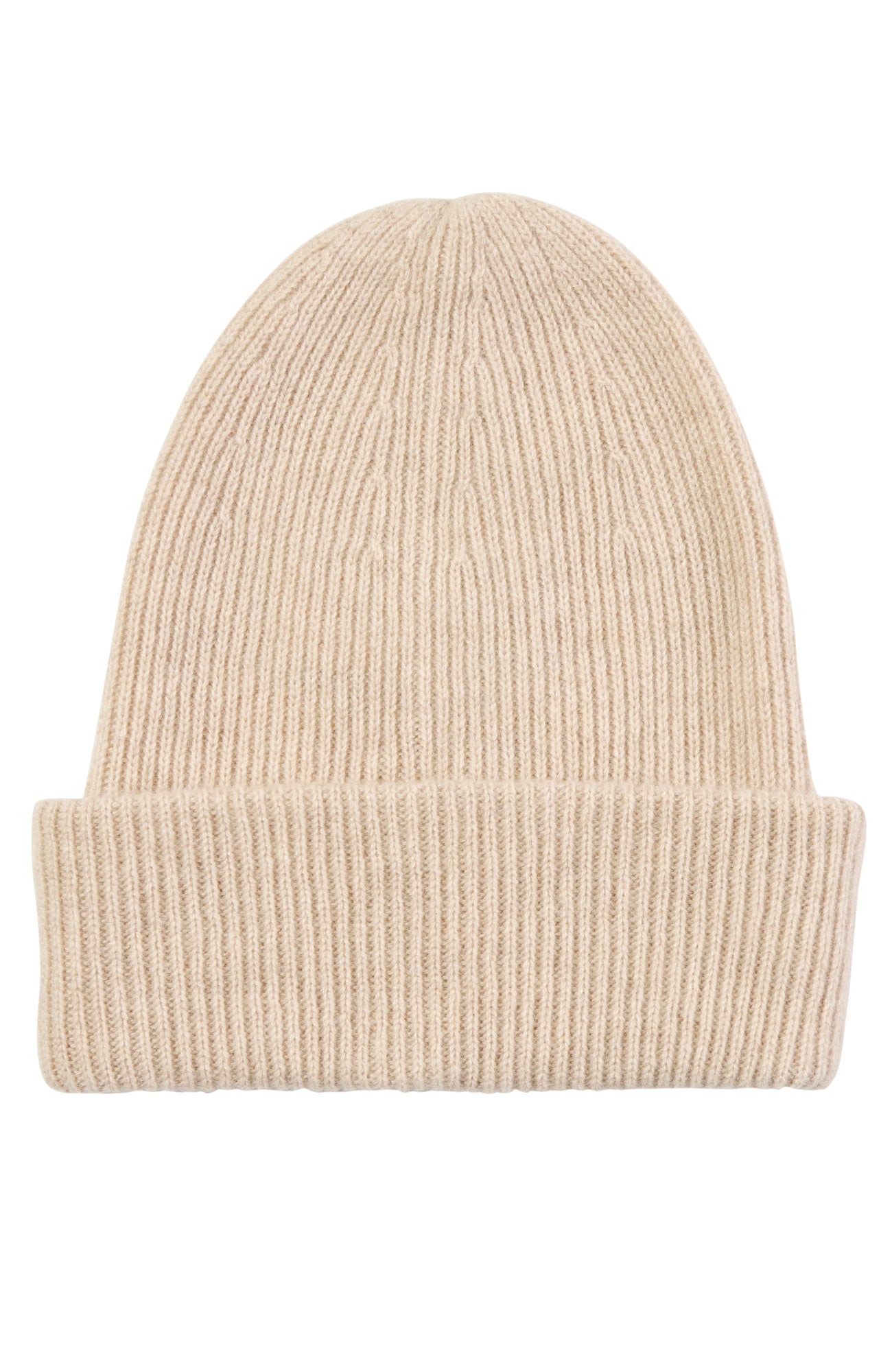 Amicale Cashmere | Women | Cashmere Rib Double Foldover Cuff Slouchy Hat | Oatmeal