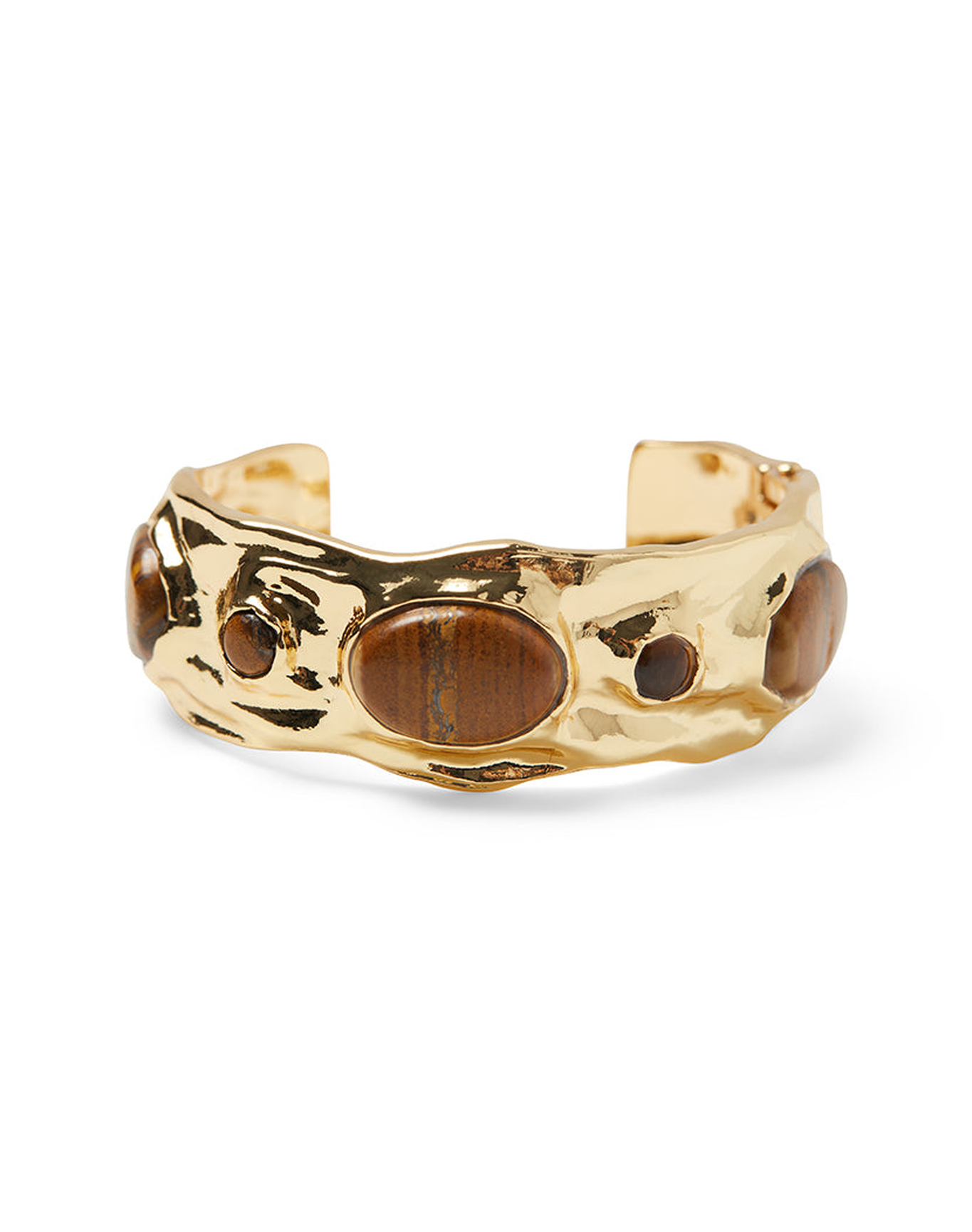 Hammered Tigers Eye Bangle | Gold