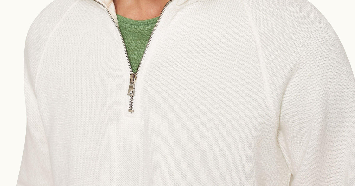 Haroun Relaxed Fit Half-Zip Double-Faced Sweatshirt | White Sand