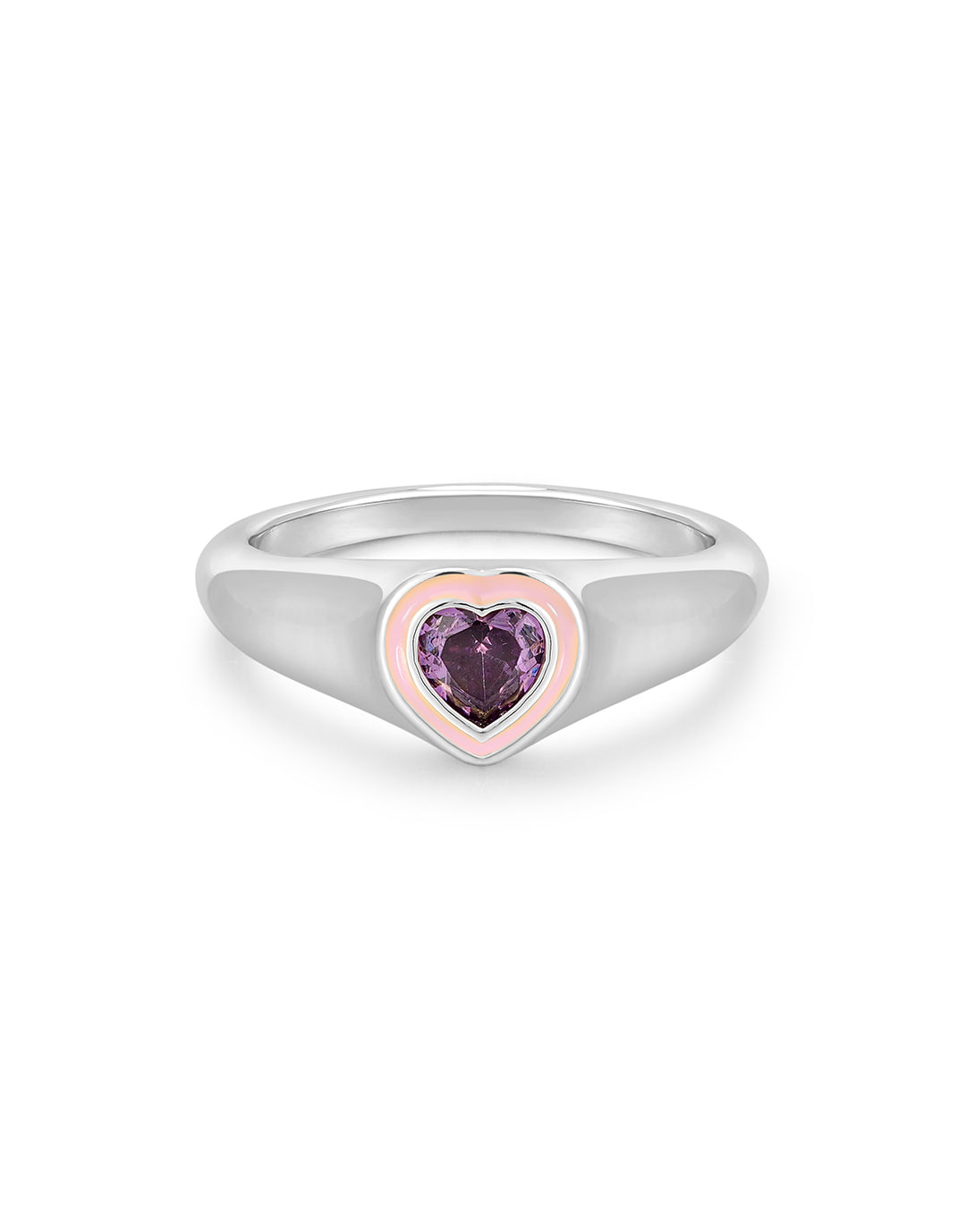 Heart Signet Ring - Pink - Silver | Plated Silver