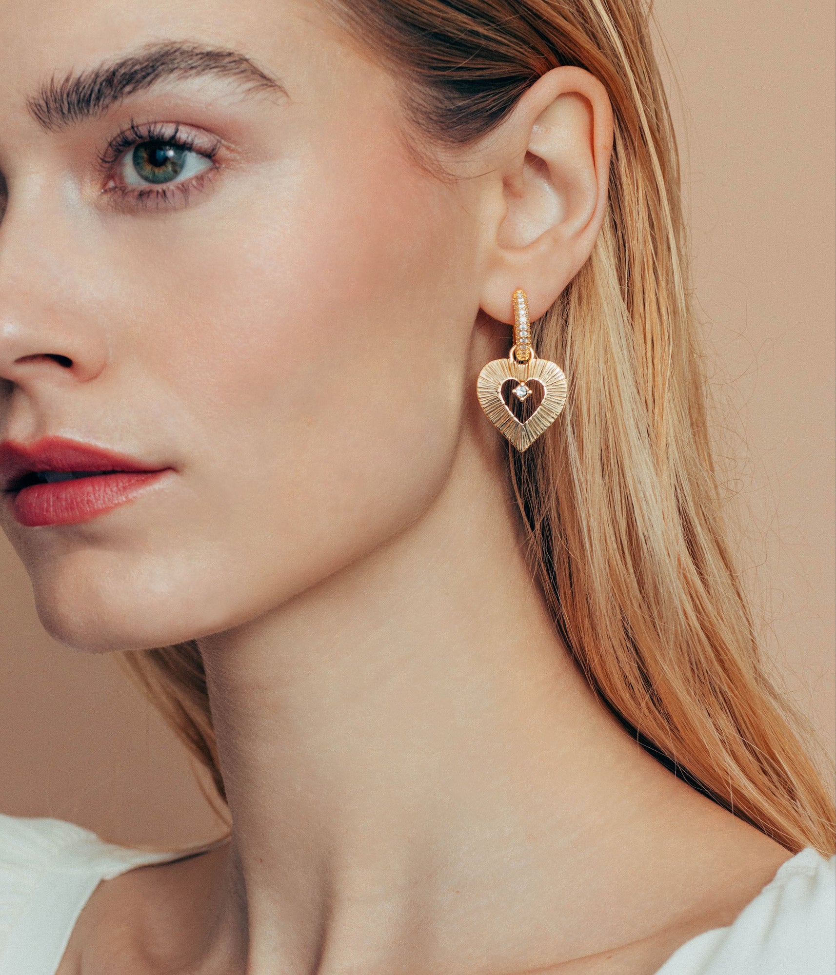 Heart Huggie Charms | Gold