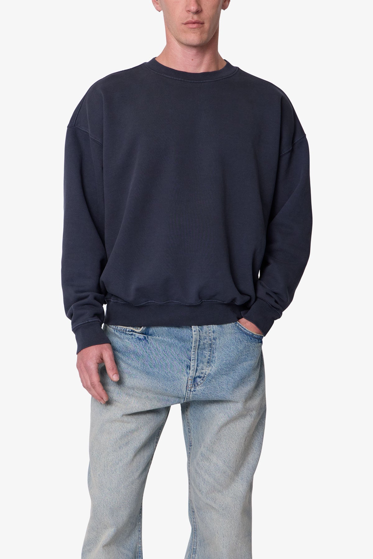 Heavy Basic Crewneck Sweater | Washed Black