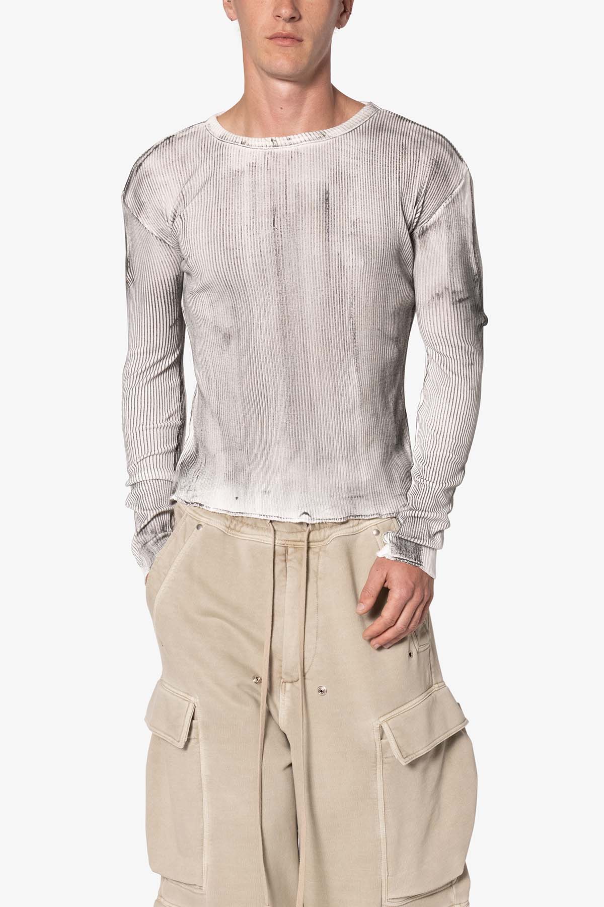 Heavy Knit Washed L/S Tee | Grey