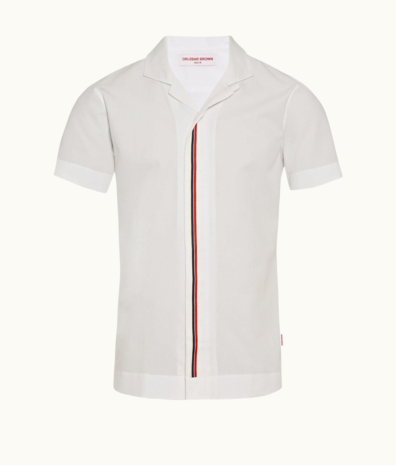 Hibbert Capri Collar Stripe Placket Short-Sleeve Shirt | Cloud