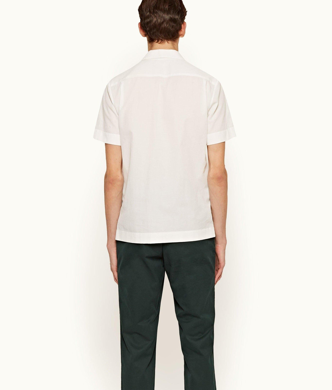 Hibbert Capri Collar Stripe Placket Short-Sleeve Shirt | Cloud