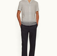 Hibbert Floret Capri Collar Shirt | White/Night Iris