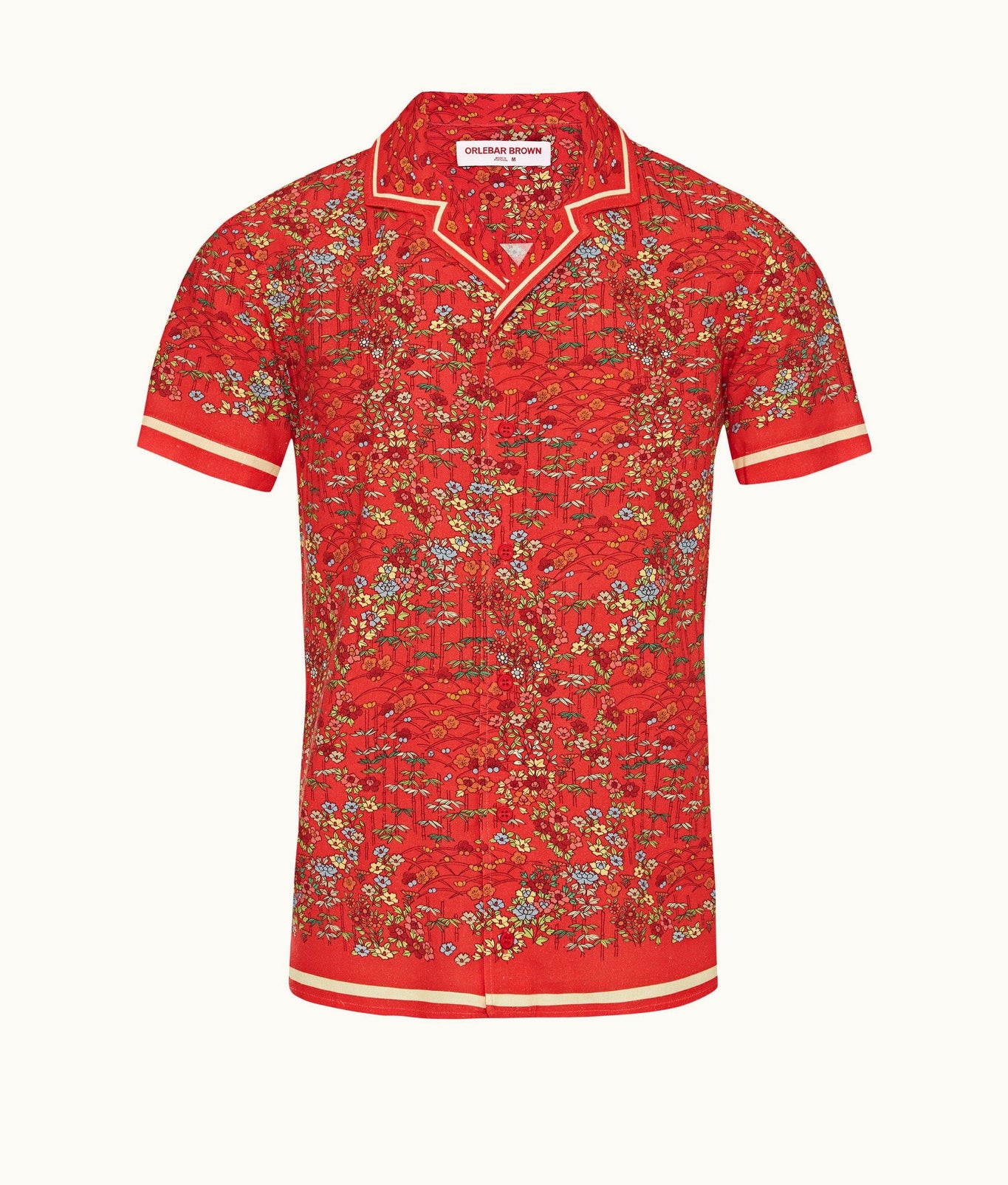 Hibbert Linen Solo Fantasy Capri Collar Shirt | Vermillion