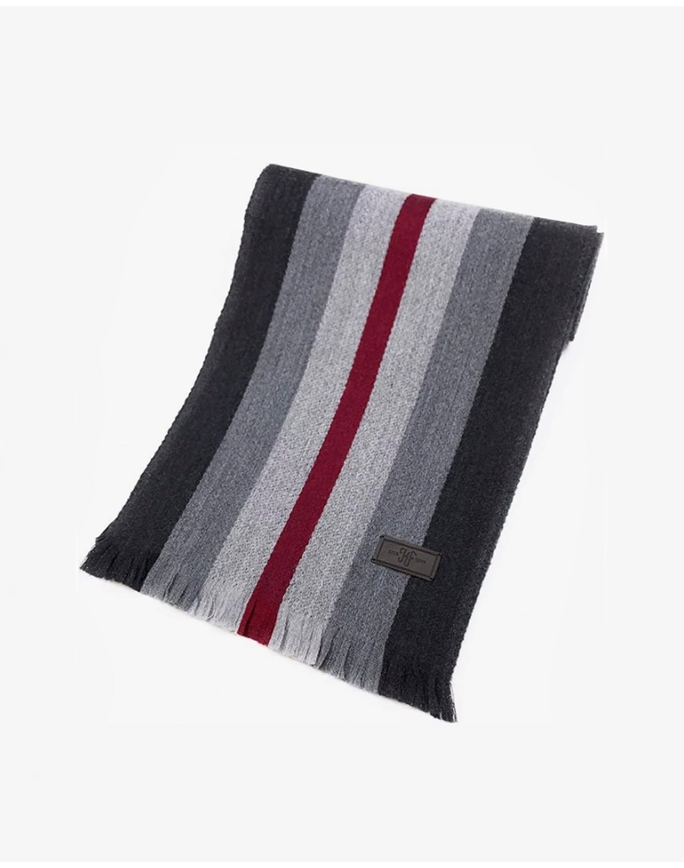 Hickey Freeman | Men | Merino Wool Stripe Scarf | Grey/Burgundy
