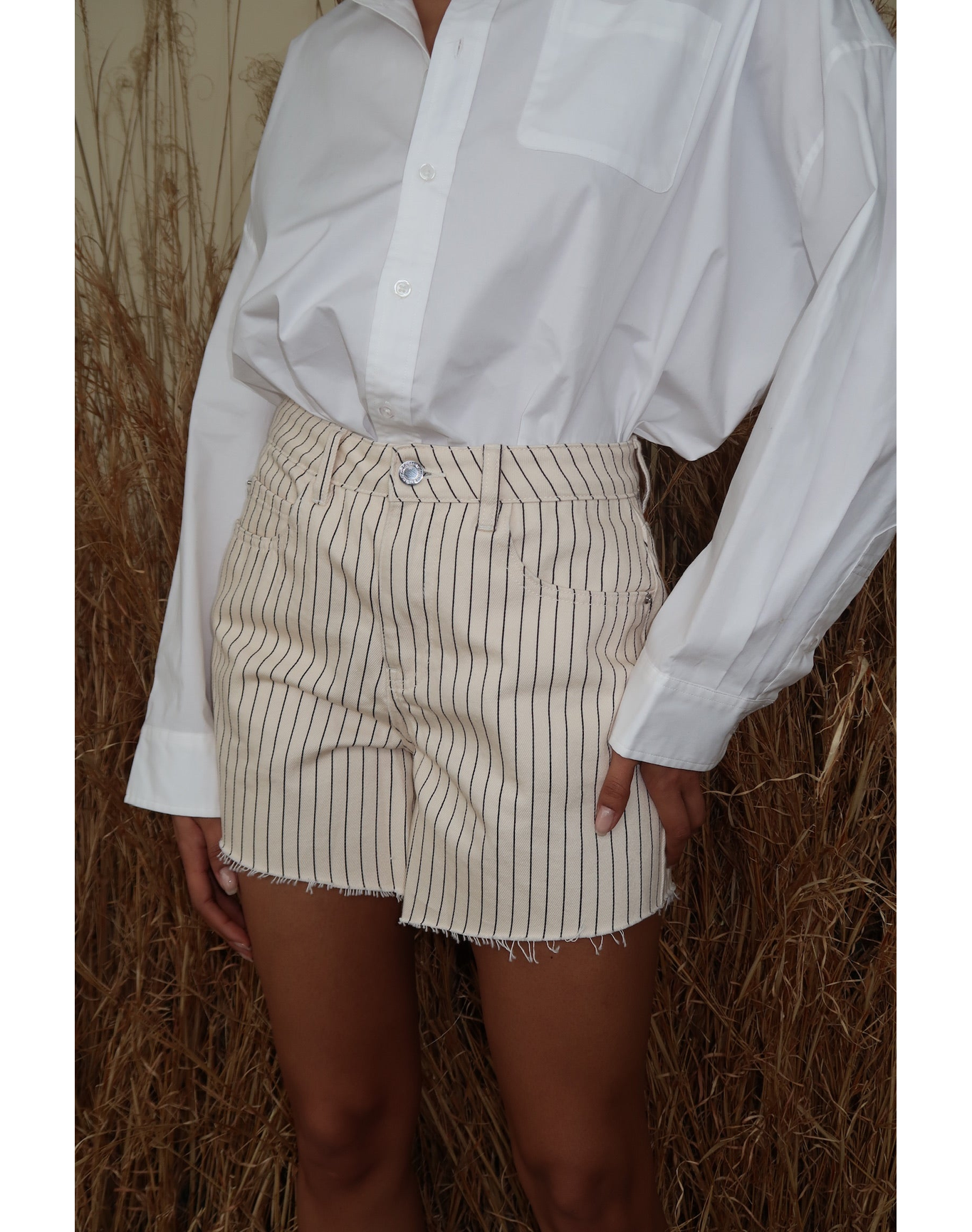 High Rise Flare Short | Antique White