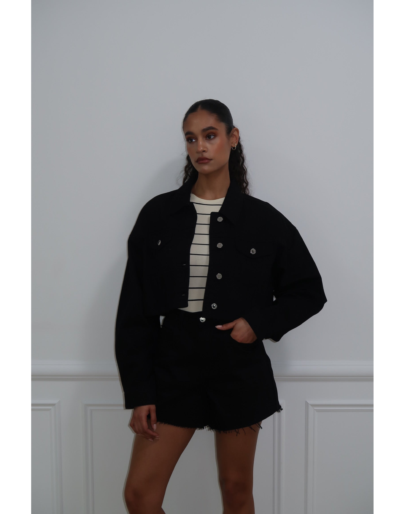 High Rise Flare Short | Black