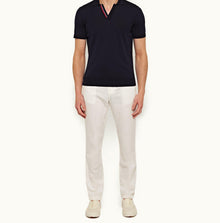 Horton Stripe Tailored Fit Organic Cotton Polo Shirt | Navy
