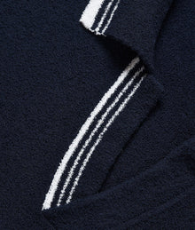Horton Tailored Fit Long-Sleeve Boucle Stitch Polo Shirt | Night Iris