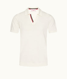 Horton Tipping Tailored Fit Ob Stripe Tipping Organic Cotton Polo Shirt | White Sand
