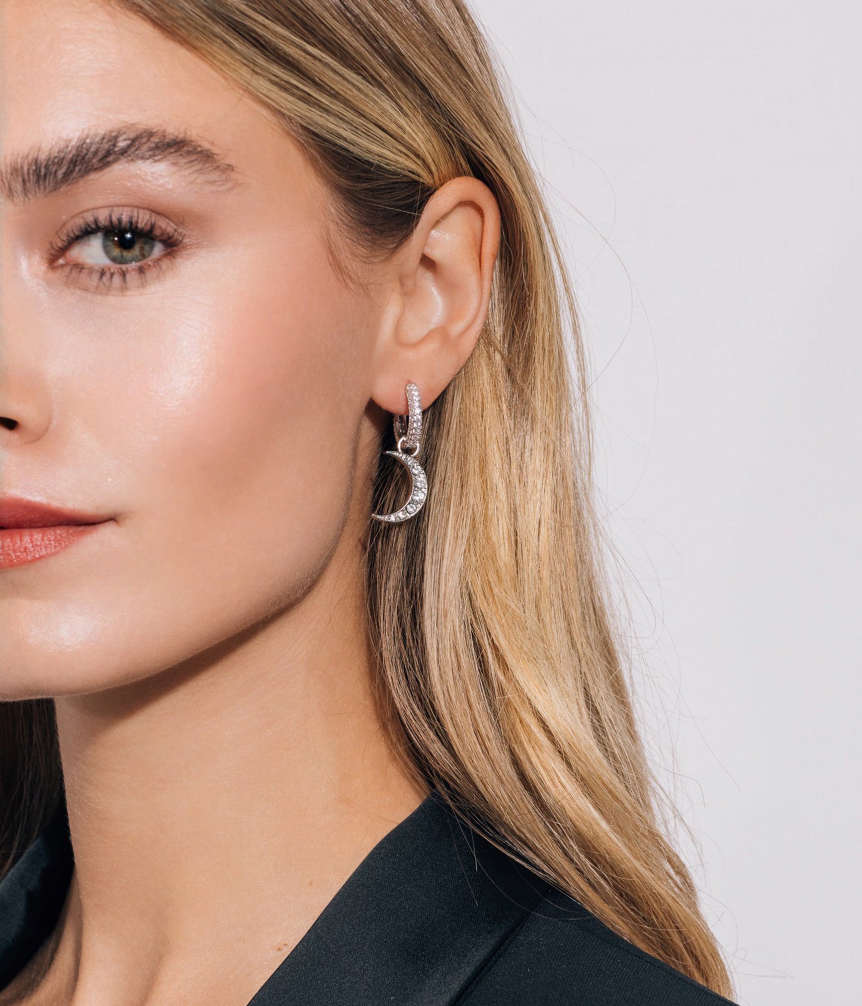 Moon and Star Huggie Charms | Silver