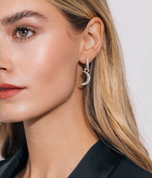 Moon and Star Huggie Charms | Silver