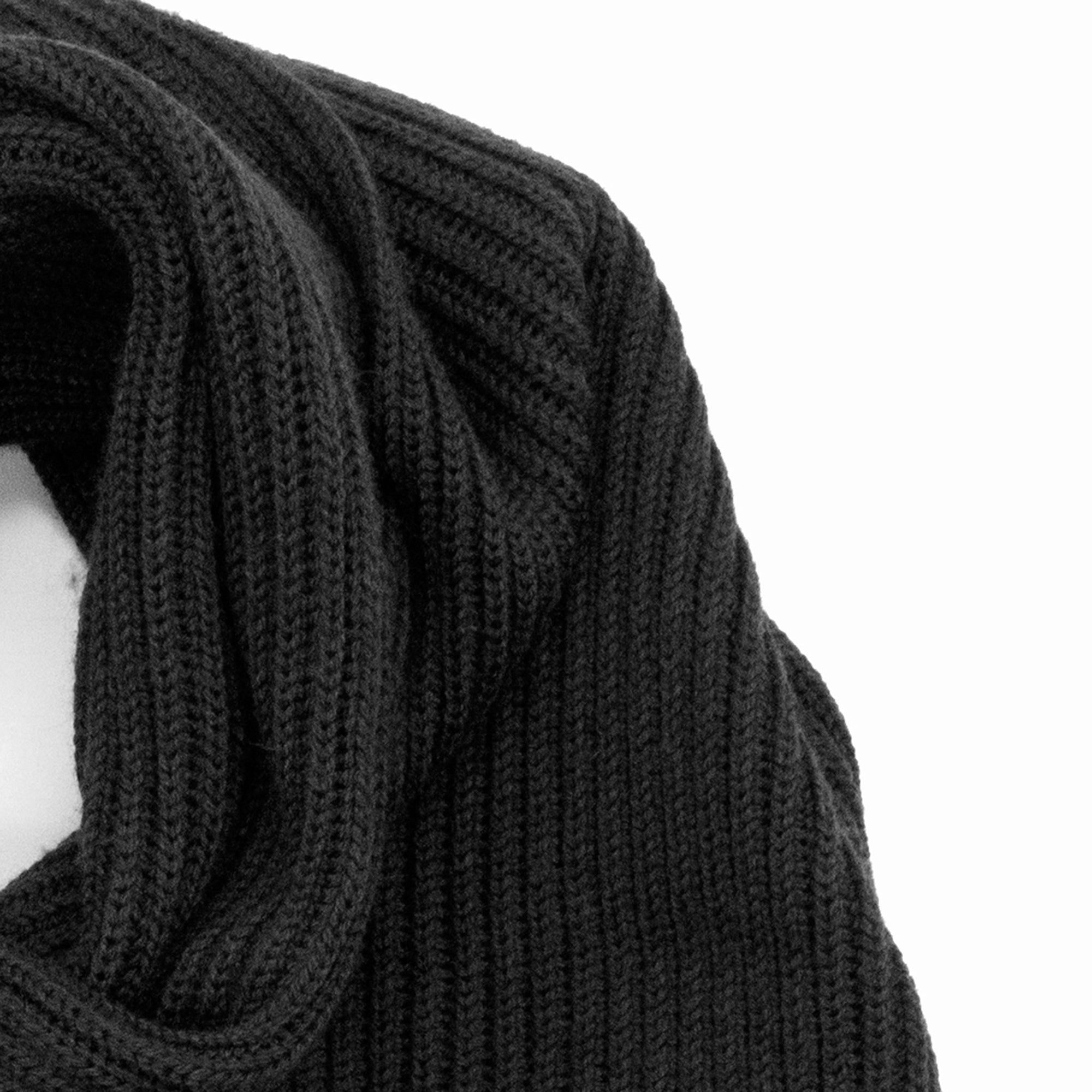 Merino Ribbed Scarf | Black