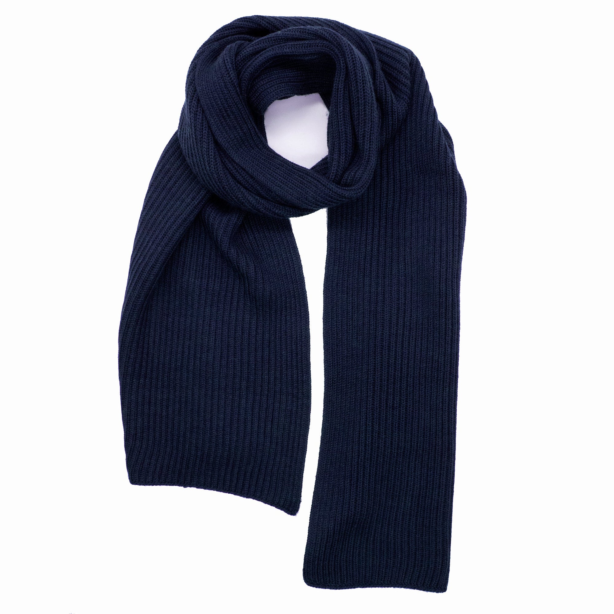 Merino Ribbed Scarf | Navy