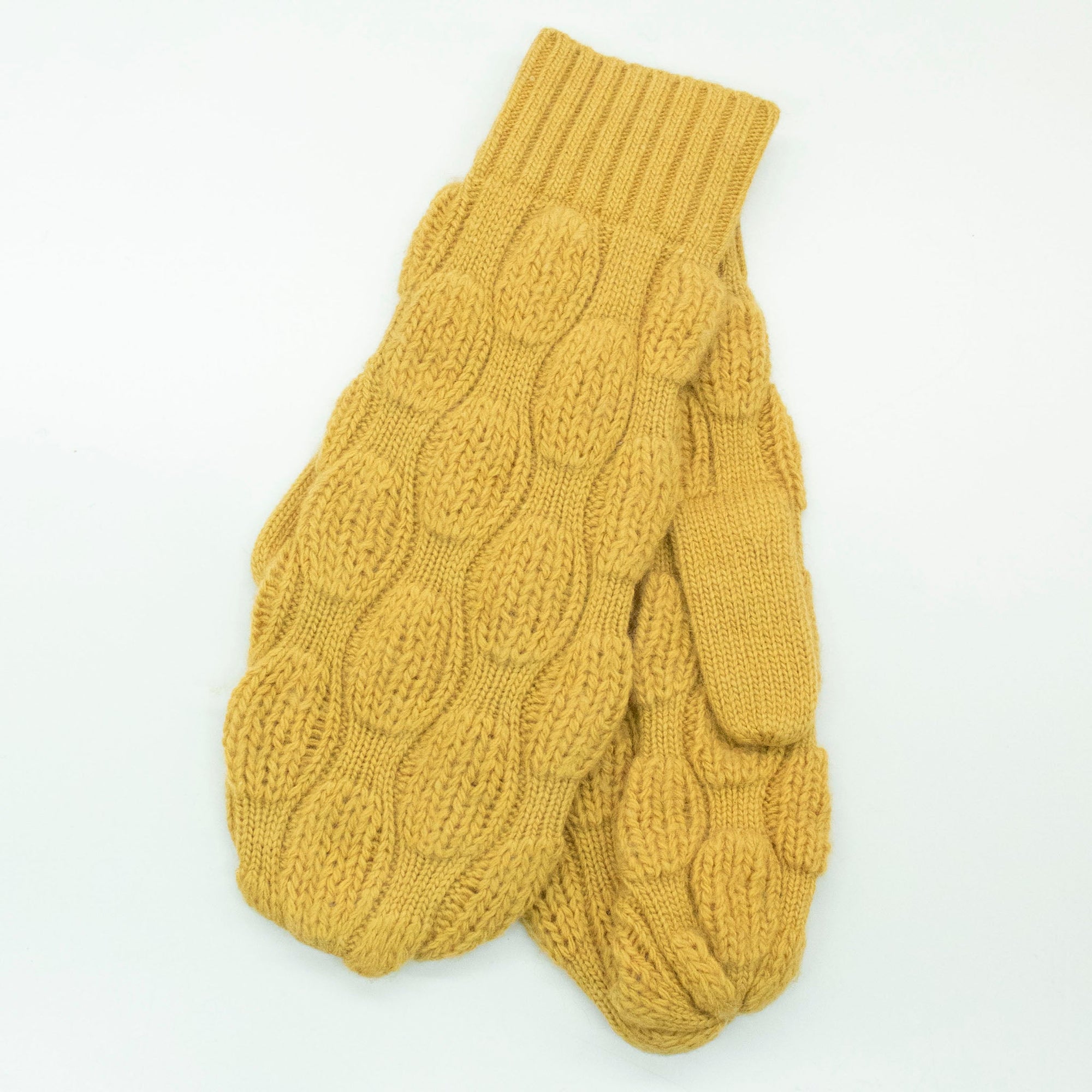 Mitten Gloves In Bubbles Stitch | Mustard