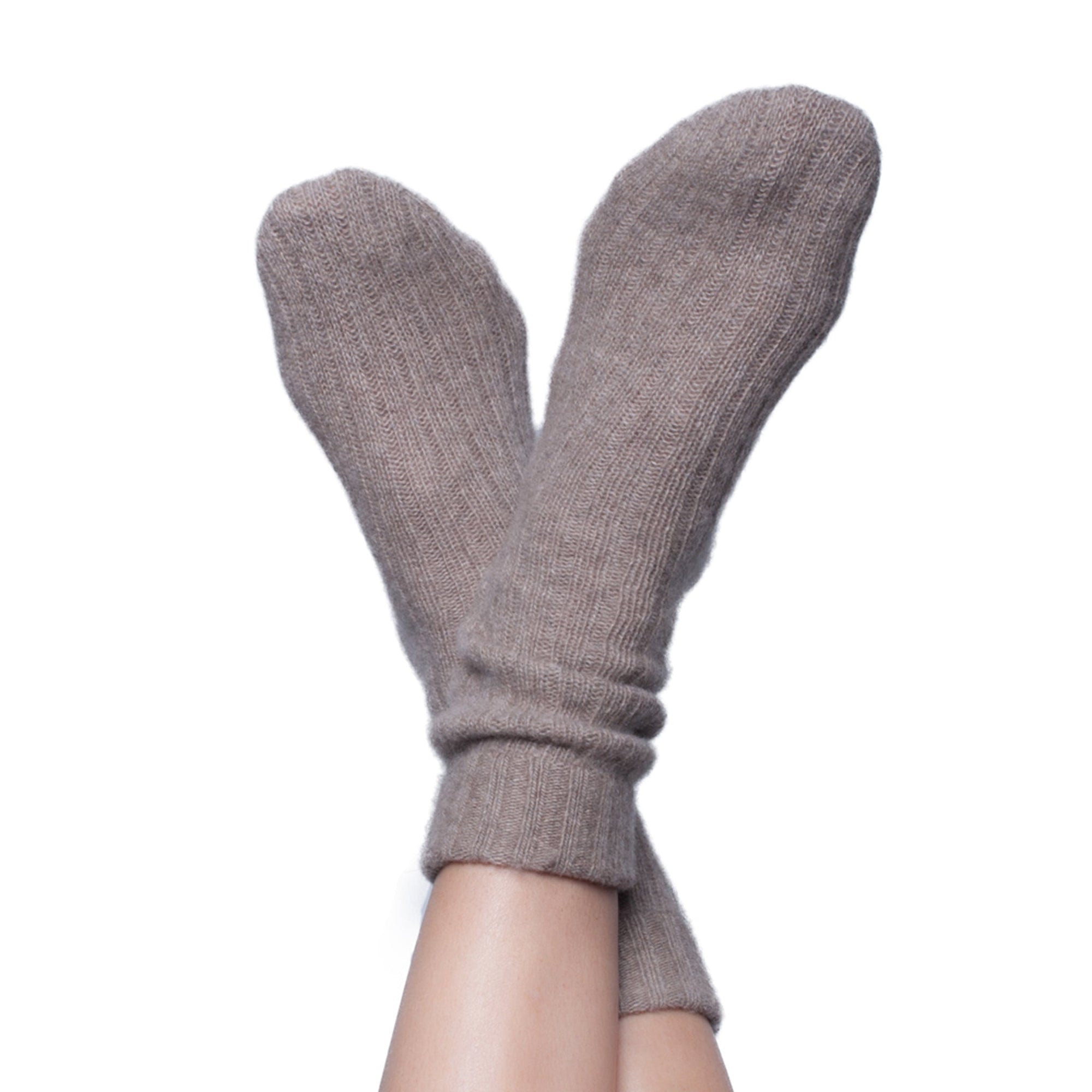 Cashmere Ribbed Socks | Nile Brown