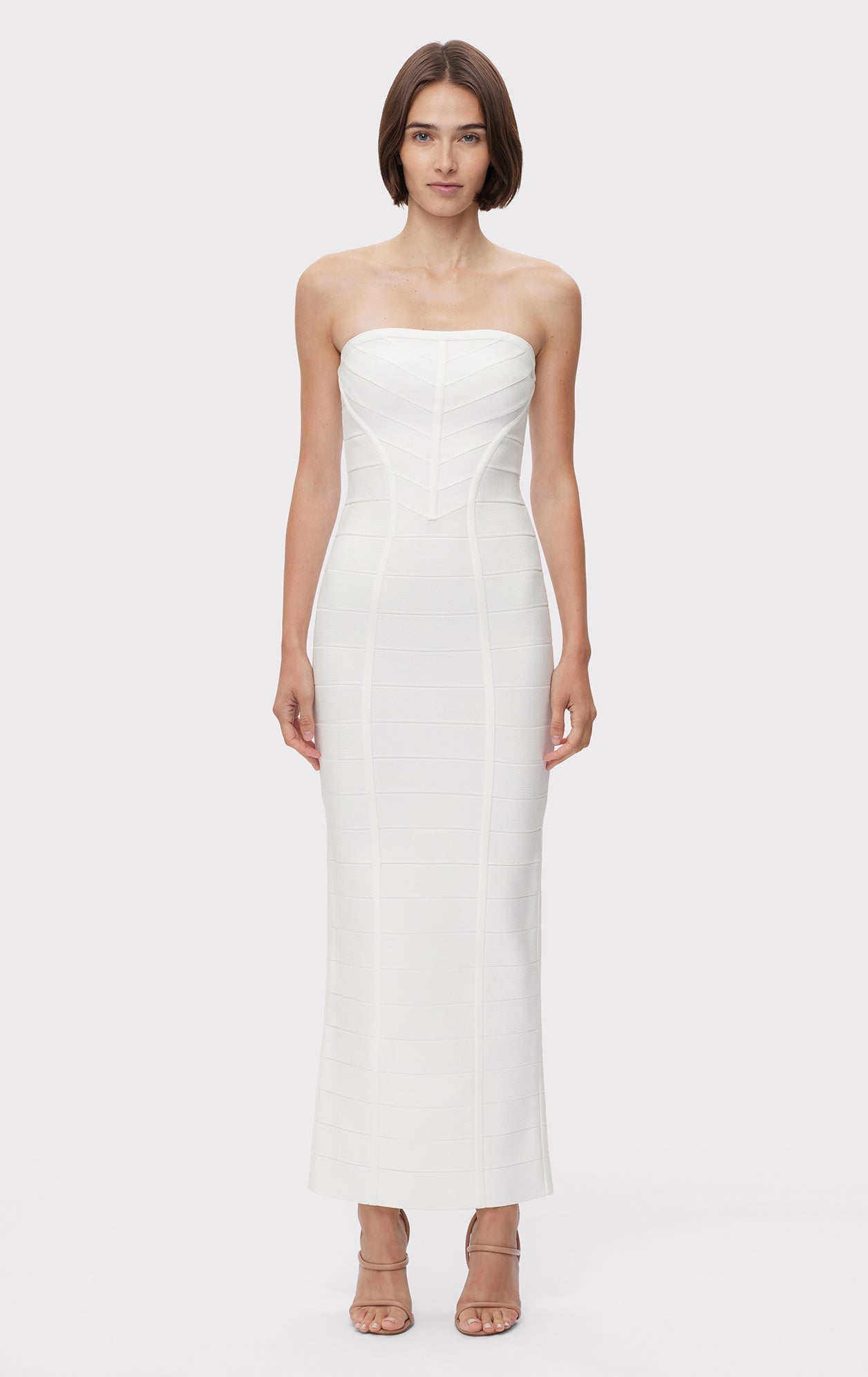 Icon Chevron Bustier Gown | Alabaster