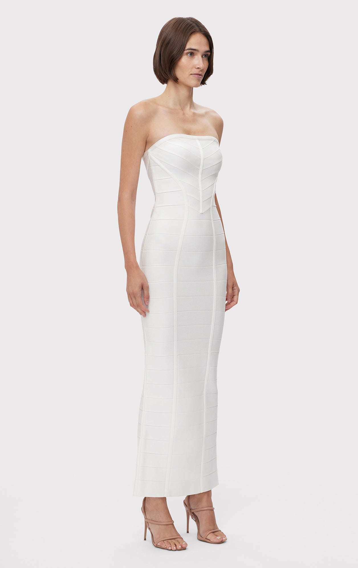 Icon Chevron Bustier Gown | Alabaster