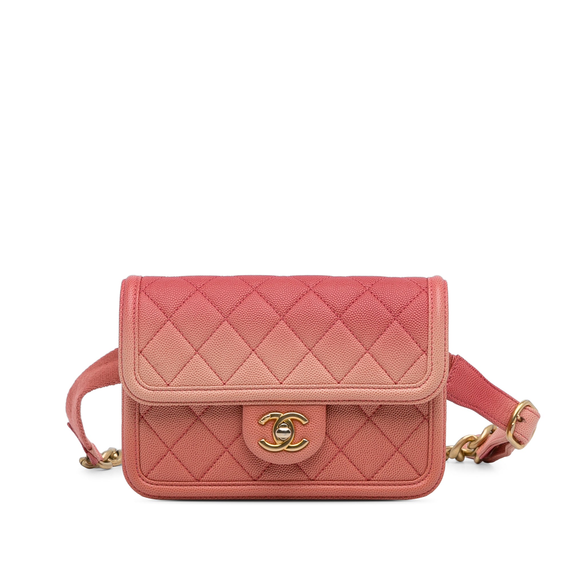 Chanel | Pre-Owned Caviar Sunset On The Sea Flap Belt Bag | Pink
