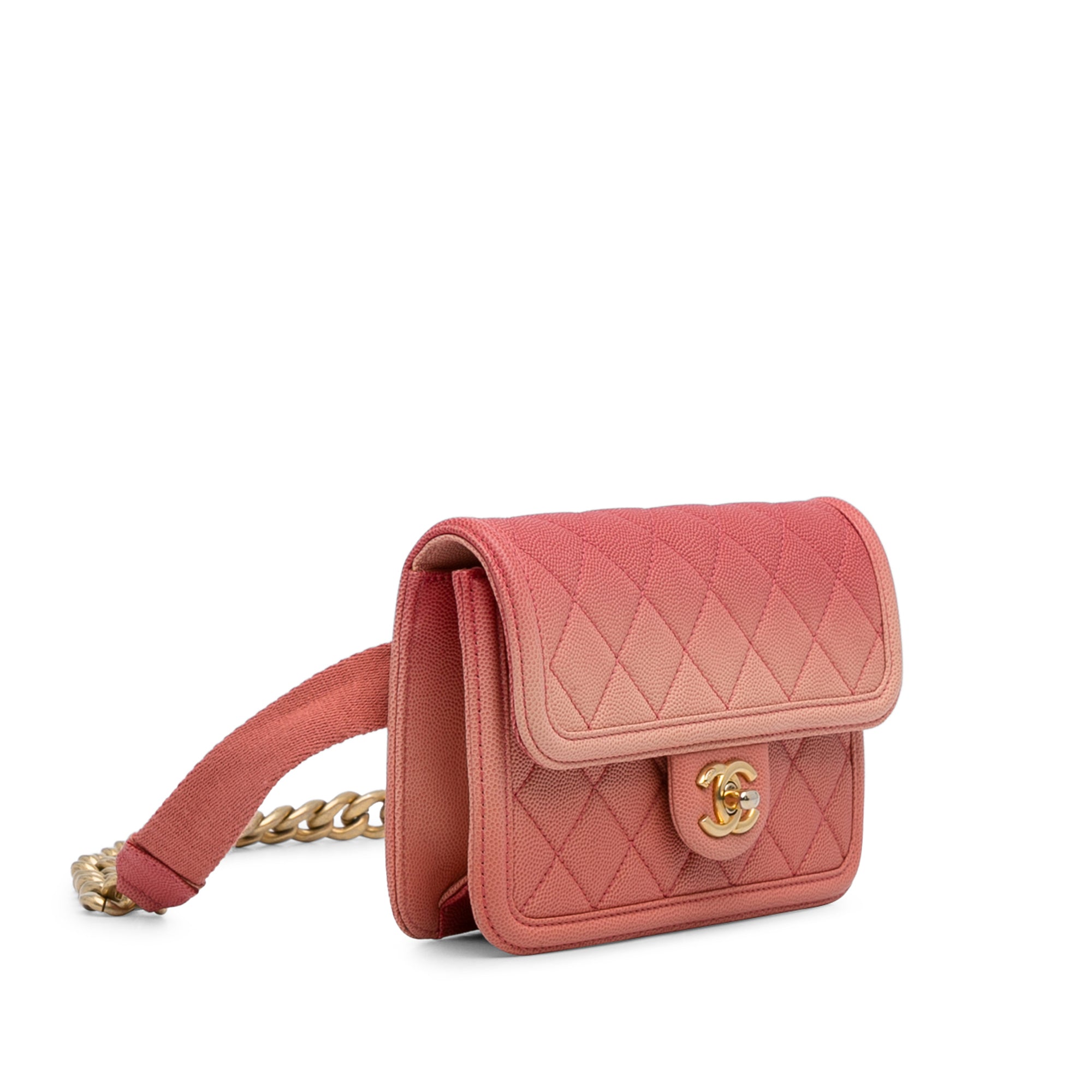 Chanel | Pre-Owned Caviar Sunset On The Sea Flap Belt Bag | Pink