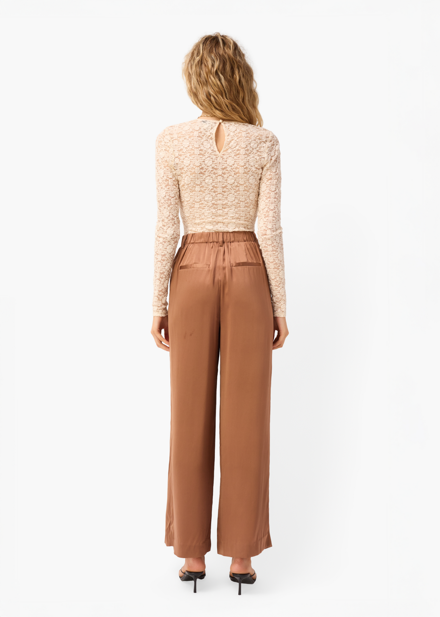 Fabian Wide Leg High Rise Pant | Carob
