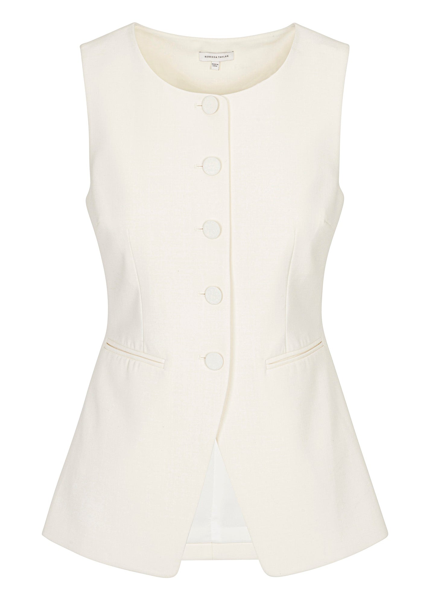 Refined Suiting Button Front Vest | Cream