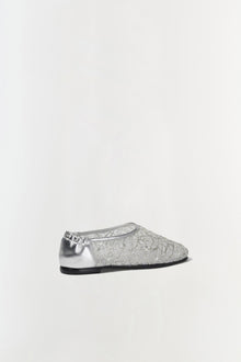Womens | Eden Metallic Lace Flat | Silver