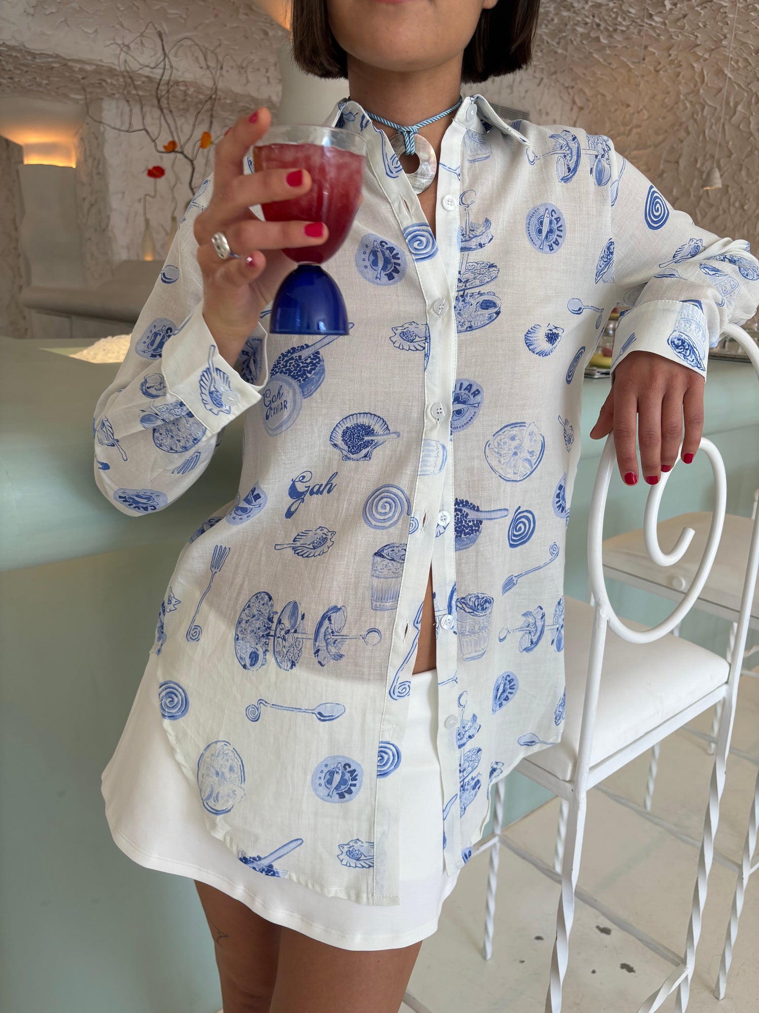 Tessa Button Down | Caviar Dreams Blue Multi