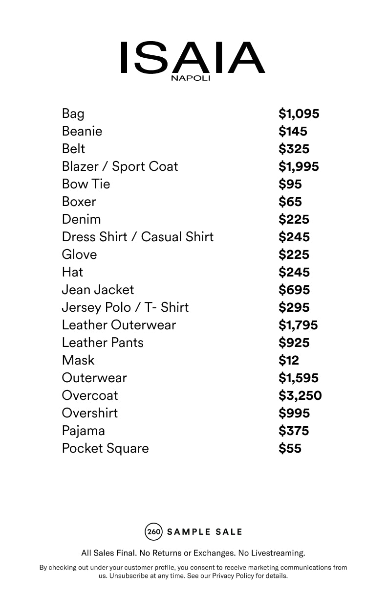 Price table
