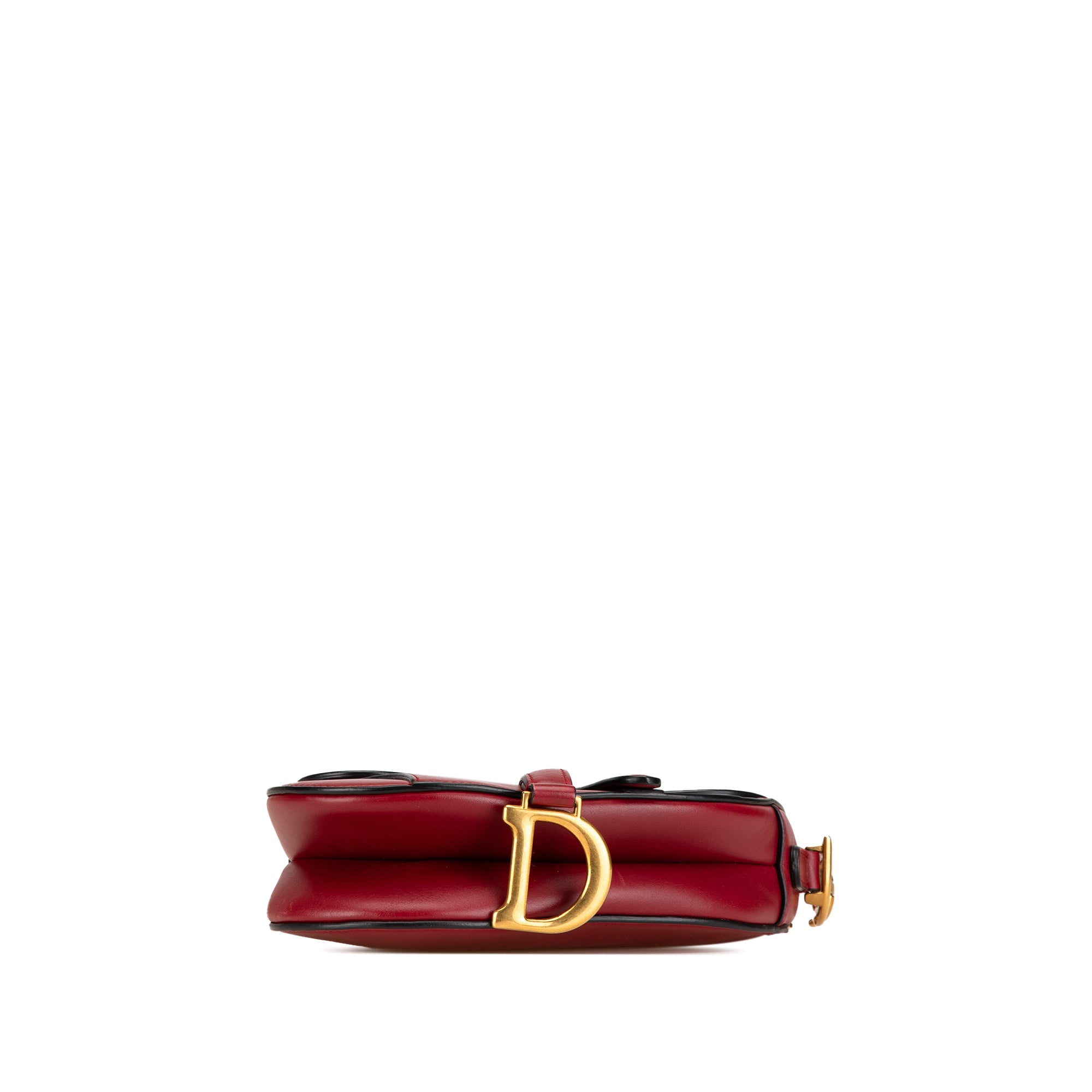 Dior | Pre-Owned Mini Grained Calfskin Saddle Bag | Red/Bordeau