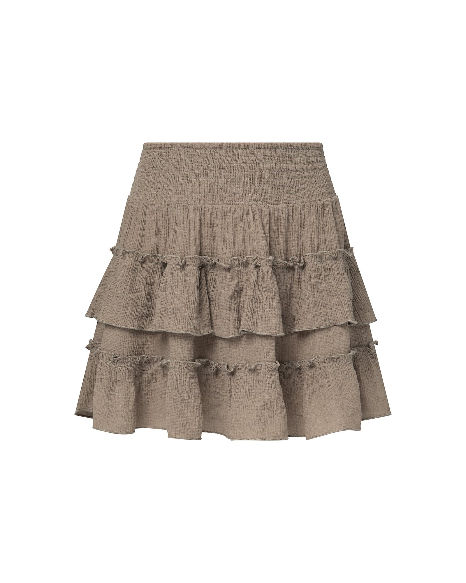 Smocked Ruffle Mini Skirt | Pebble