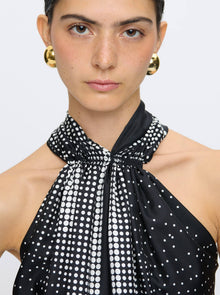 Jaranda Halter Scarf Top | Black/White