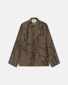 Mens | Jelmer Printed Silk-Twill Shirt | Khaki