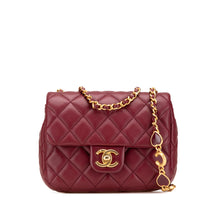 Chanel | Pre-Owned Mini Square Lambskin Coco Heart Chain Flap | Red