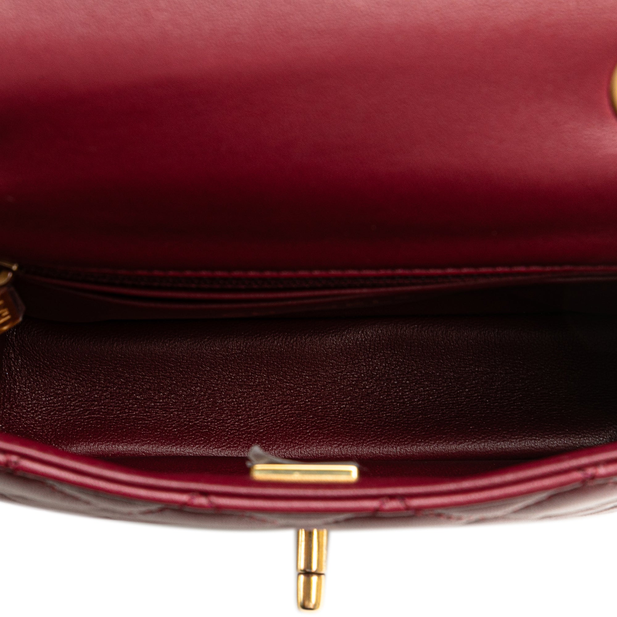 Chanel | Pre-Owned Mini Square Lambskin Coco Heart Chain Flap | Red