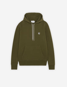 Mens | Grey Fox Head Patch Classic Fleece Hoodie | Khaki Grey