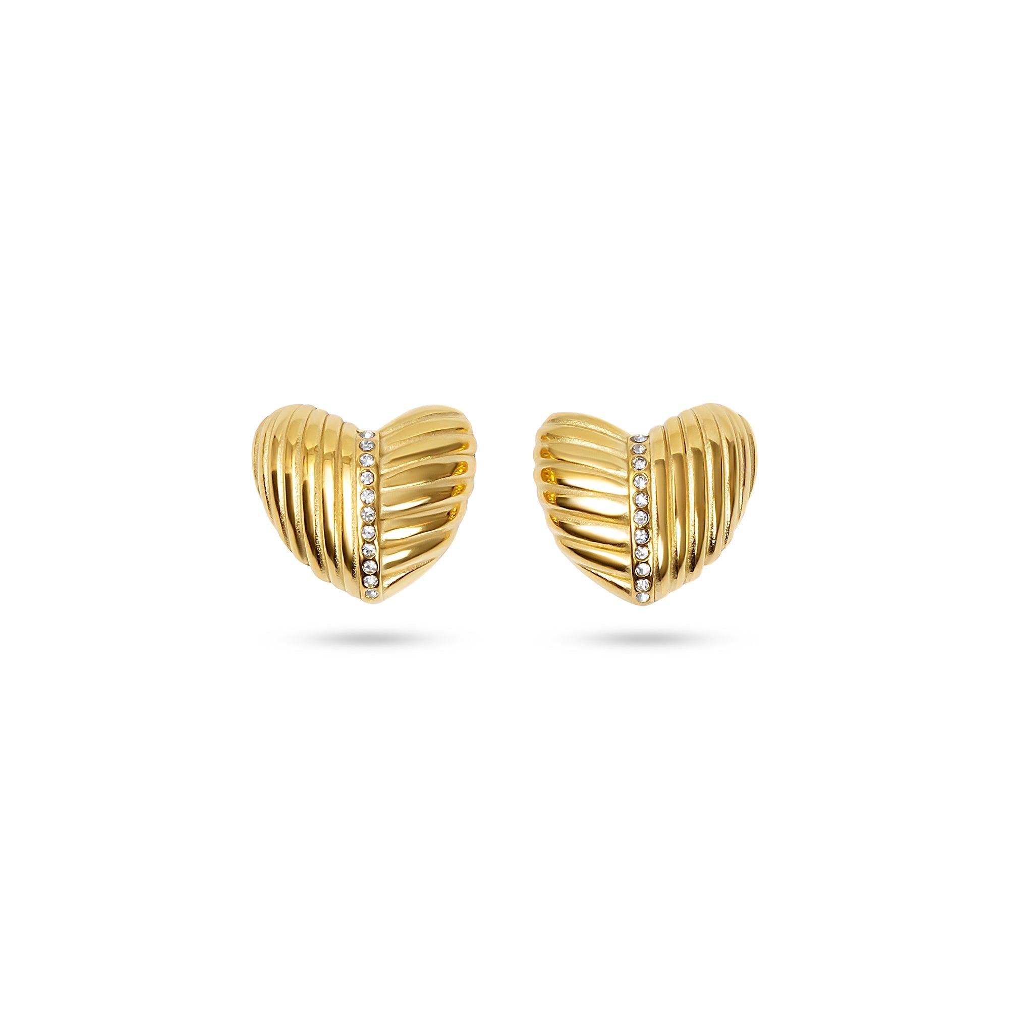 The Linear Pave Heart Earrings | 18KT Gold Vermeil