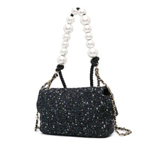 Chanel | Pre-Owned Medium Tweed Pearl Handle Flap | Blue/NavyBlack