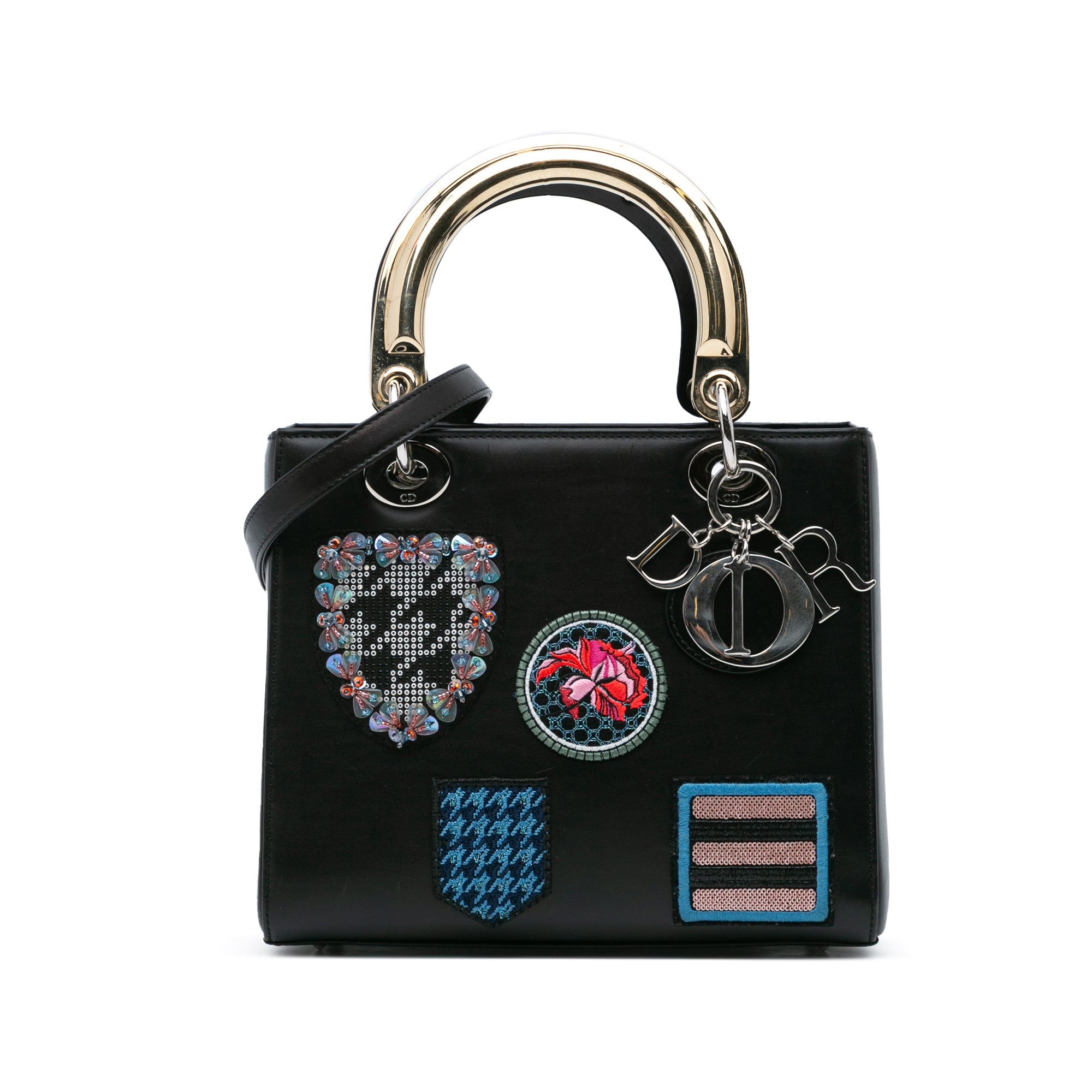 Dior | Pre-Owned Medium Calfskin Patch Embellished Lady | Black